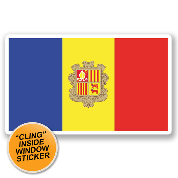2 x Andorra Flag WINDOW CLING STICKER Car Van Campervan Glass #5305 