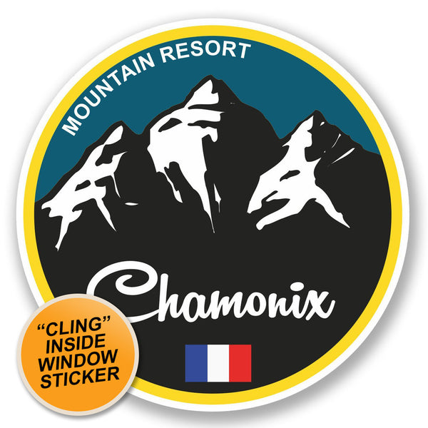 2 x Chamonix Ski Snowboard WINDOW CLING STICKER Car Van Campervan Glass #5317 