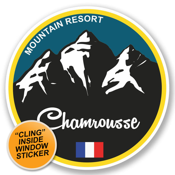 2 x Chamrousse Ski Snowboard WINDOW CLING STICKER Car Van Campervan Glass #5319 