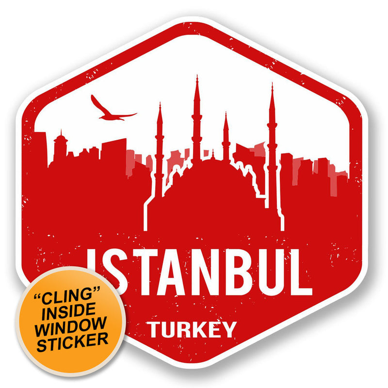 2 x Turkey Istanbul WINDOW CLING STICKER Car Van Campervan Glass