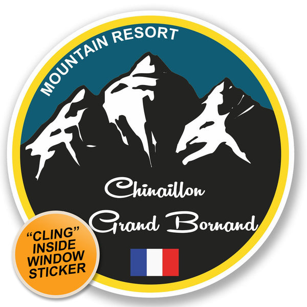 2 x Chinaillon Ski Snowboard WINDOW CLING STICKER Car Van Campervan Glass #5335 