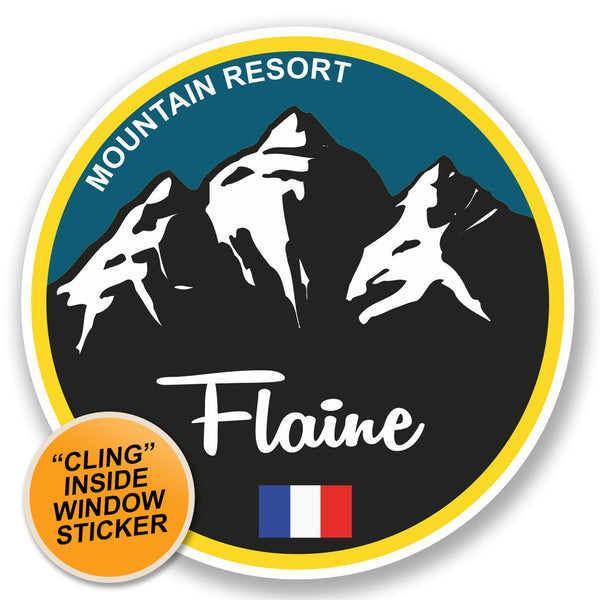 2 x Flaine Ski Snowboard WINDOW CLING STICKER Car Van Campervan Glass #5337 