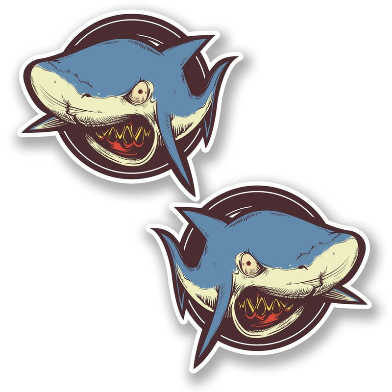 2 x Angry Shark Vinyl Sticker