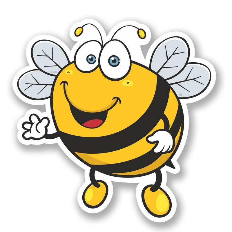 2 x Happy Bee Vinyl Sticker