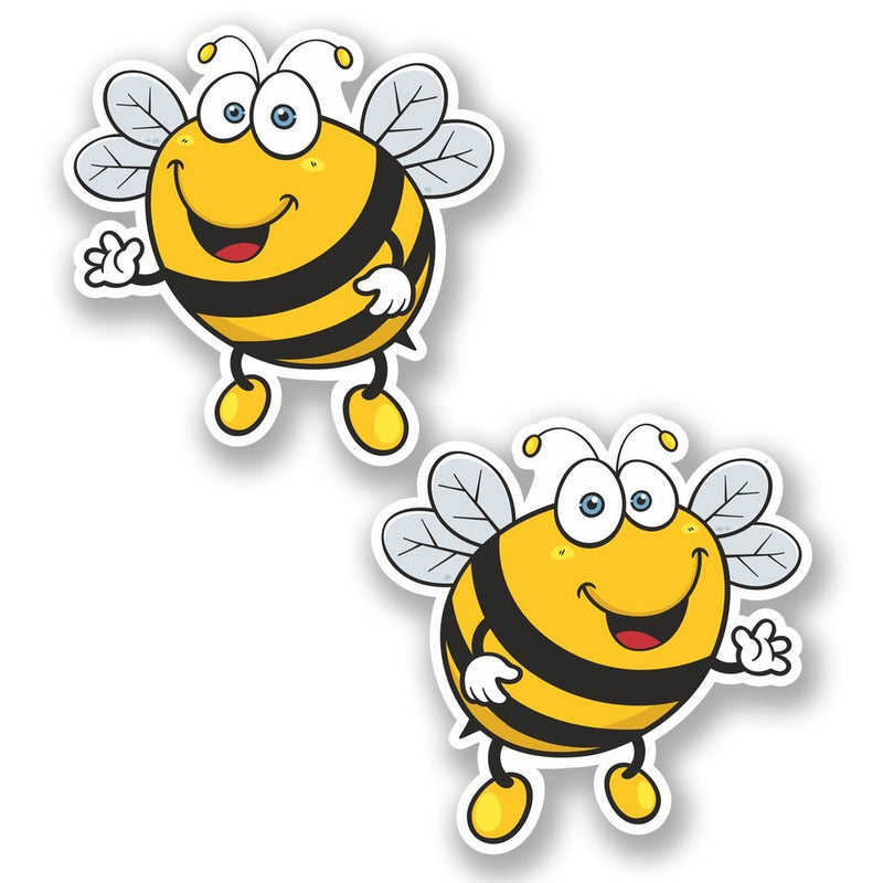 2 x Happy Bee Vinyl Sticker