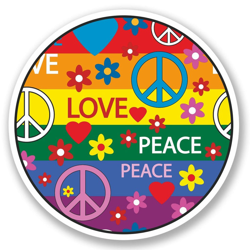 2 x Peace Love Vinyl Sticker