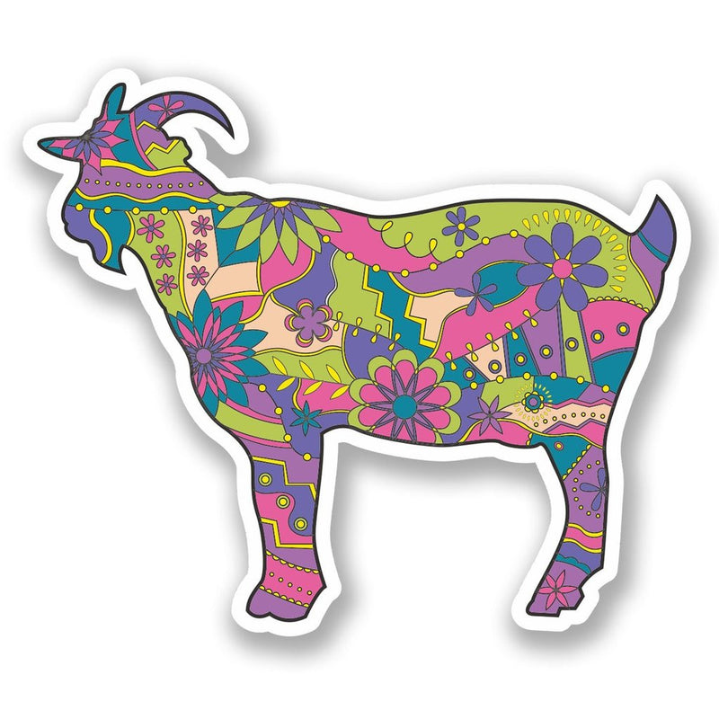 2 x Flowery Goat Vinyl Sticker