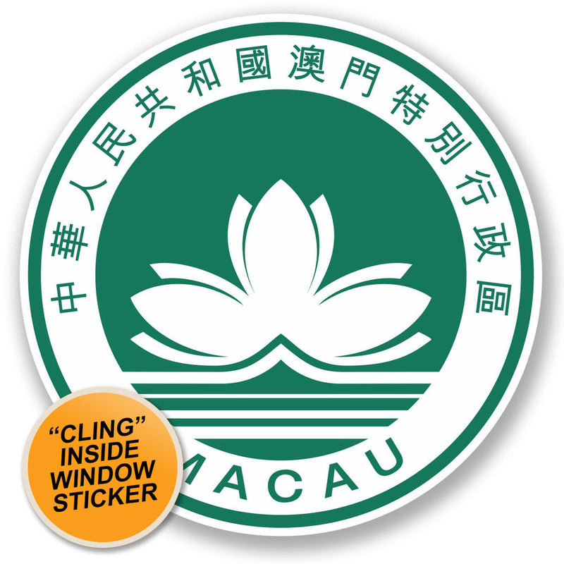 2 x Macau Macao WINDOW CLING STICKER Car Van Campervan Glass