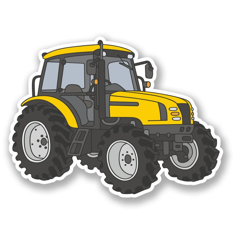 2 x Yellow Farm Tractor Vinyl Sticker