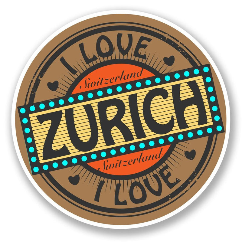 2 x Zurich Switzerland Vinyl Sticker