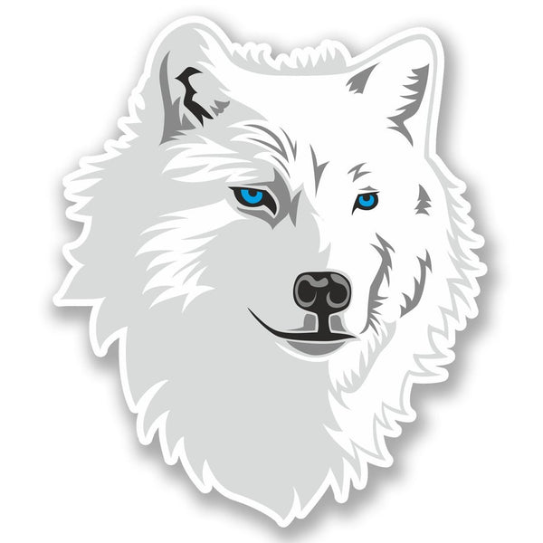 2 x White Husky Wolf Vinyl Sticker #5565