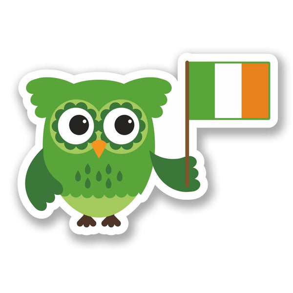 2 x Ireland Owl Irish Flag Vinyl Sticker #5596