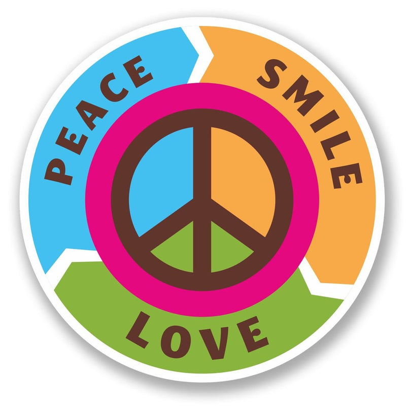 2 x Love Peace Smile Vinyl Sticker