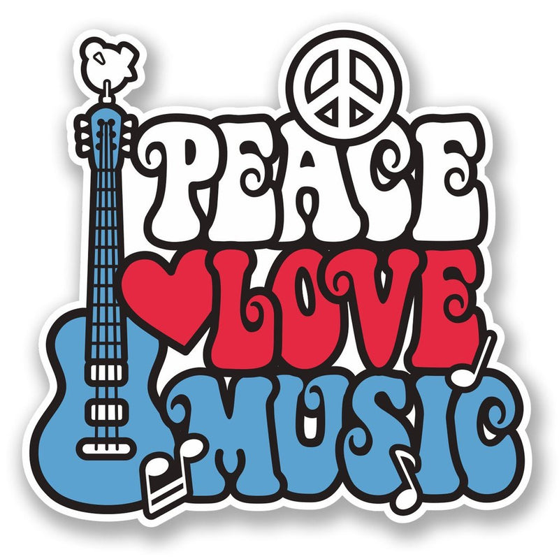 2 x Love Peace Music Vinyl Sticker