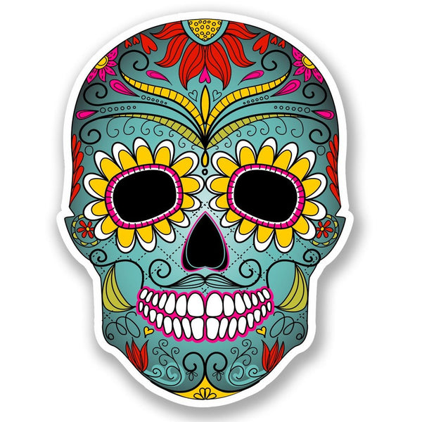 2 x Mexican Sugar Skull Vinyl Sticker #5674