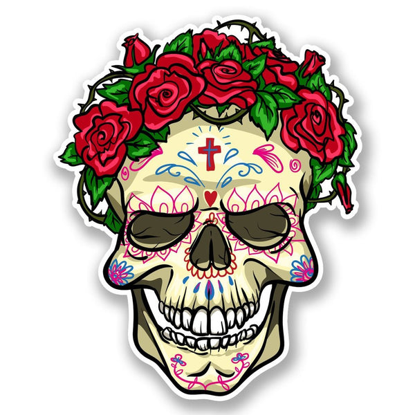 2 x Mexican Sugar Skull Vinyl Sticker #5676