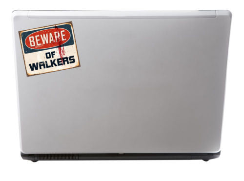 10cm Beware of Walkers - Walking Dead Style Vinyl Laptop Stickers
