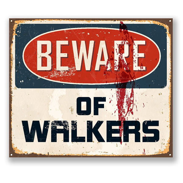10cm Beware of Walkers - Walking Dead Style Vinyl Laptop Stickers #5732