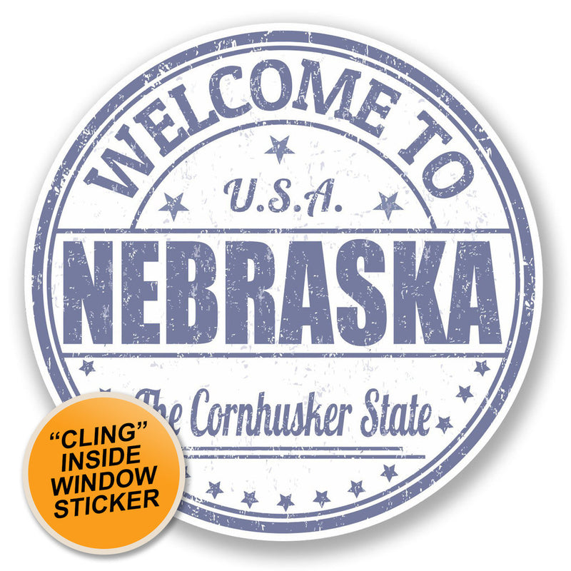 2 x Nebraska USA WINDOW CLING STICKER Car Van Campervan Glass
