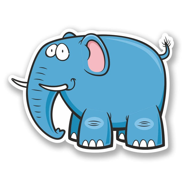 2 x Cartoon Happy Elephant Vinyl Sticker #5736