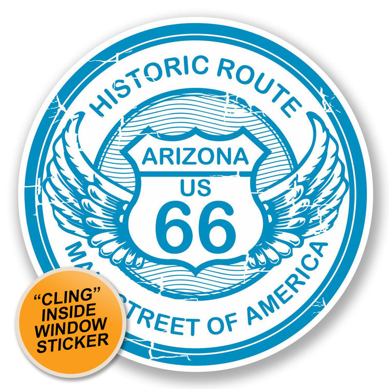 2 x Arizona Route 66 WINDOW CLING STICKER Car Van Campervan Glass