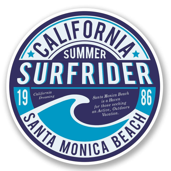 2 x California Santa Monica Beach Vinyl Sticker #5796