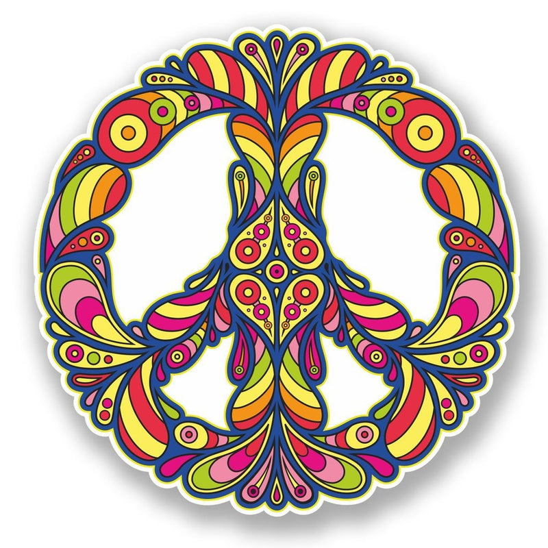 2 x Colourful Peace Symbol Vinyl Sticker