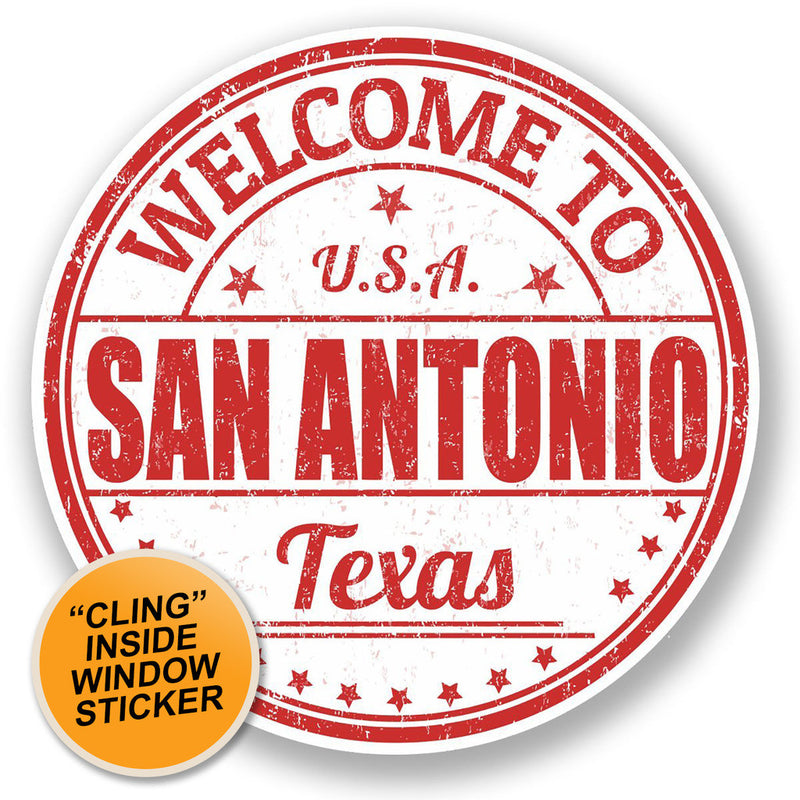 2 x San Antonio Texas USA WINDOW CLING STICKER Car Van Campervan Glass