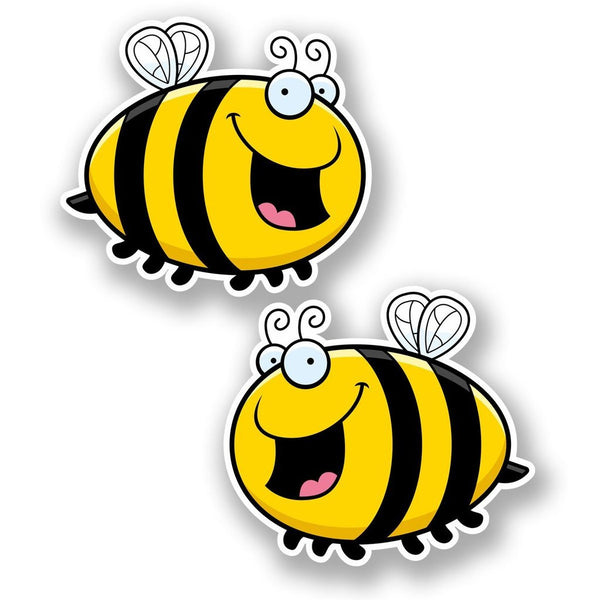 2 x Happy Honey Bee Vinyl Sticker #5898