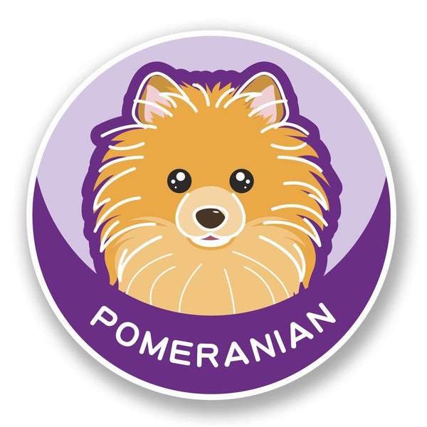 2 x Pomeranian Cartoon Dog Vinyl Sticker #5986