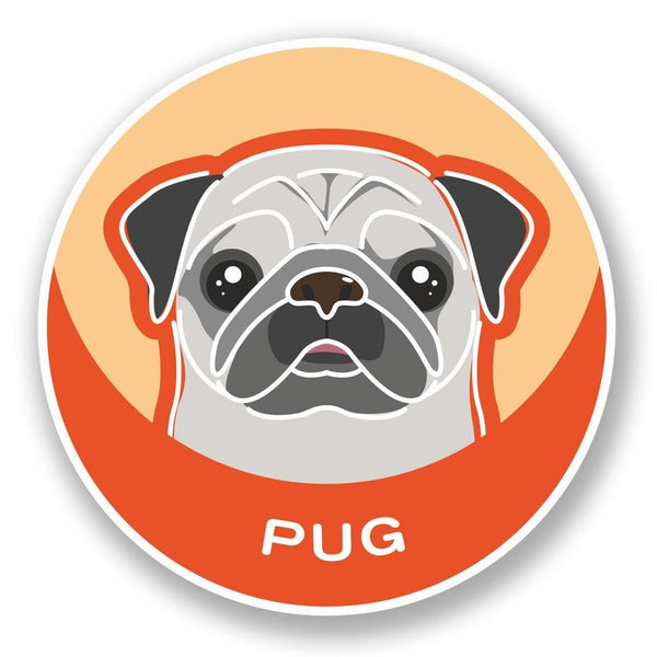 2 x Pug Dog Vinyl Sticker #5993