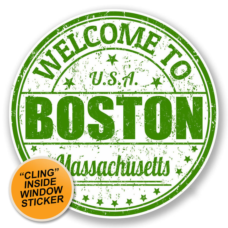 2 x Boston Massachusetts USA WINDOW CLING STICKER Car Van Campervan Glass