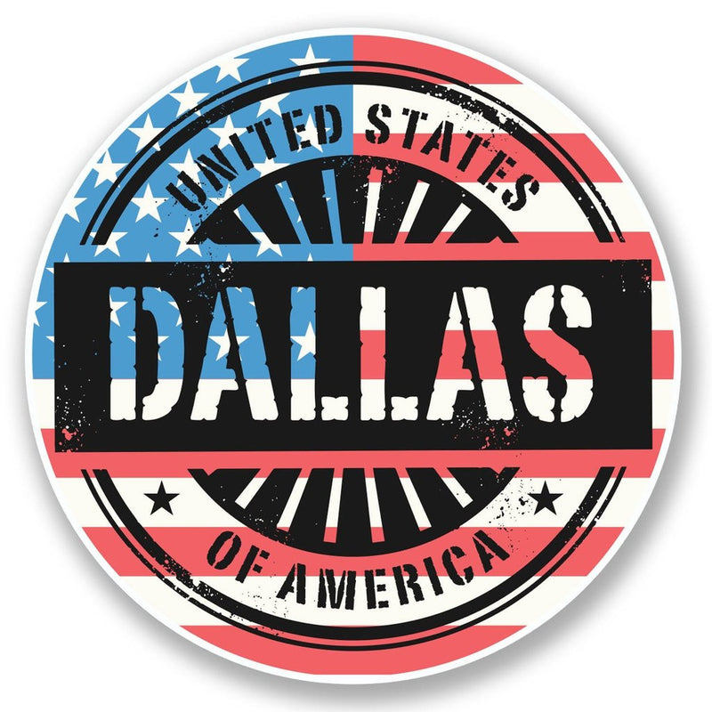 2 x Dallas USA America Vinyl Sticker