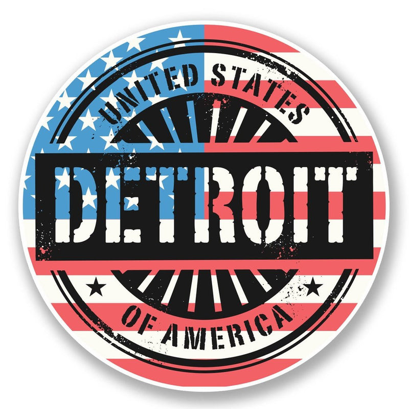 2 x Detroit USA America Vinyl Sticker