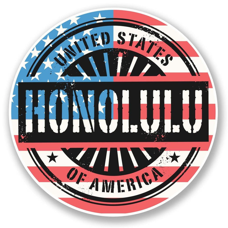 2 x Honolulu Hawaii USA Vinyl Sticker