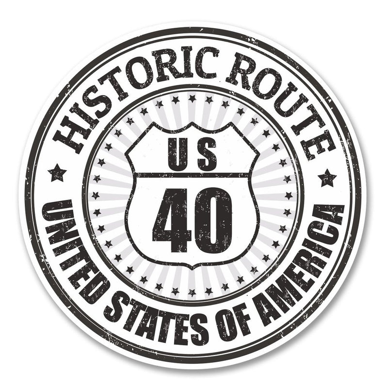 2 x US40 Historic Route Vinyl Sticker