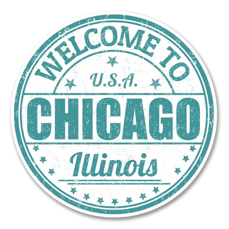 2 x Chicago Illinois USA America Vinyl Sticker