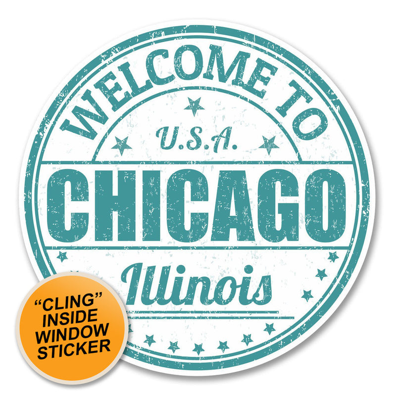 2 x Chicago Illinois USA America WINDOW CLING STICKER Car Van Campervan Glass