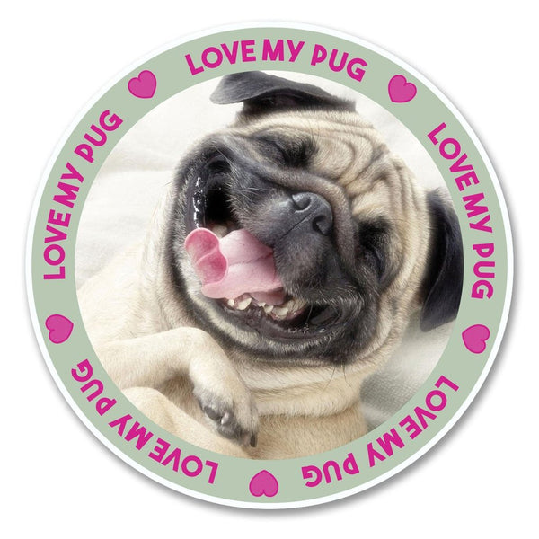 2 x Funny Cute Tan Pug Dog Vinyl Sticker #6144
