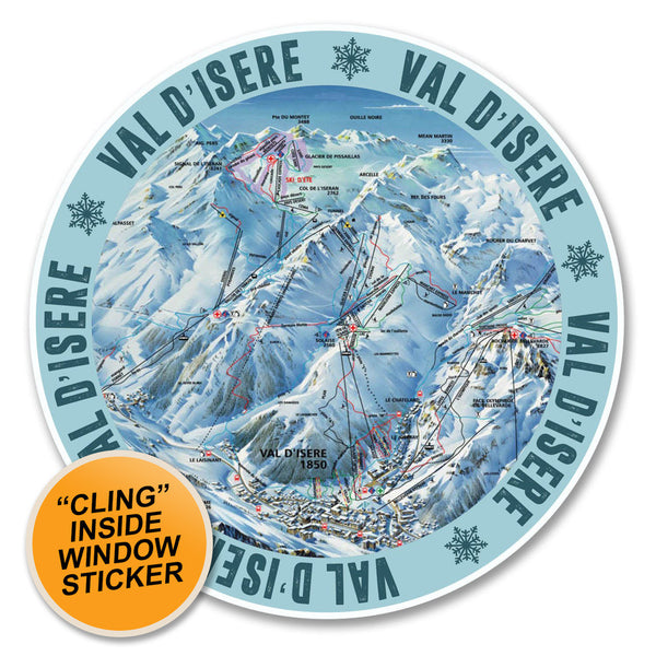 2 x Val D'Isere Tignes Ski Snowboard WINDOW CLING STICKER Car Van Campervan Glass #6147 