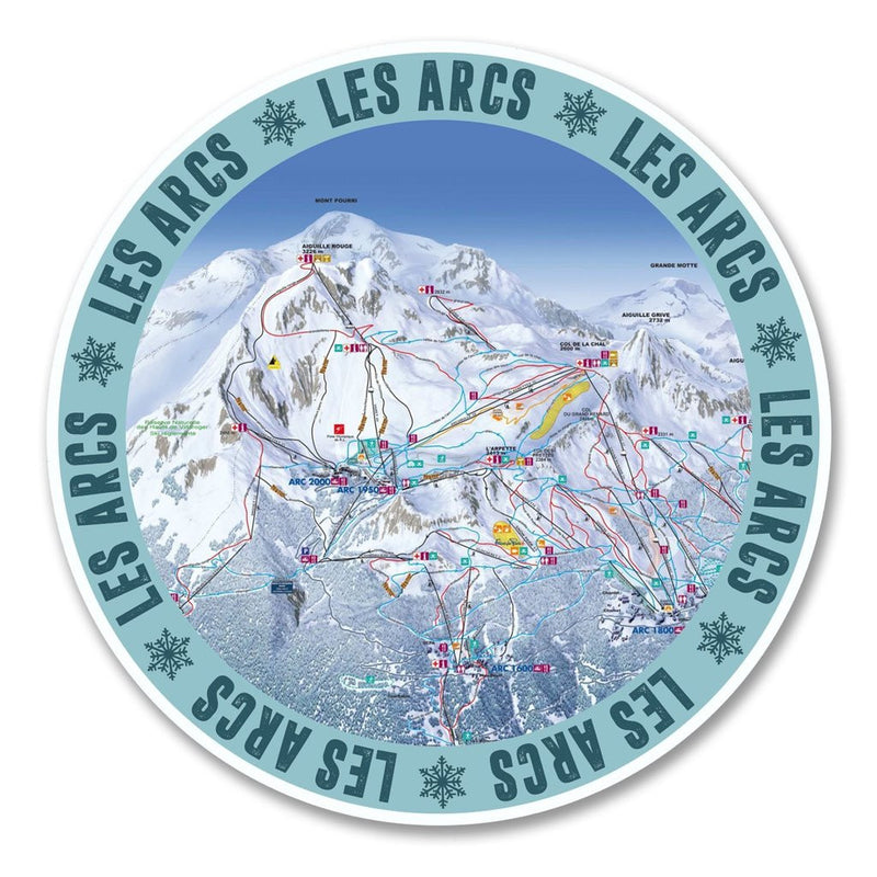 2 x Les Arcs Ski Snowboard Resort Vinyl Sticker