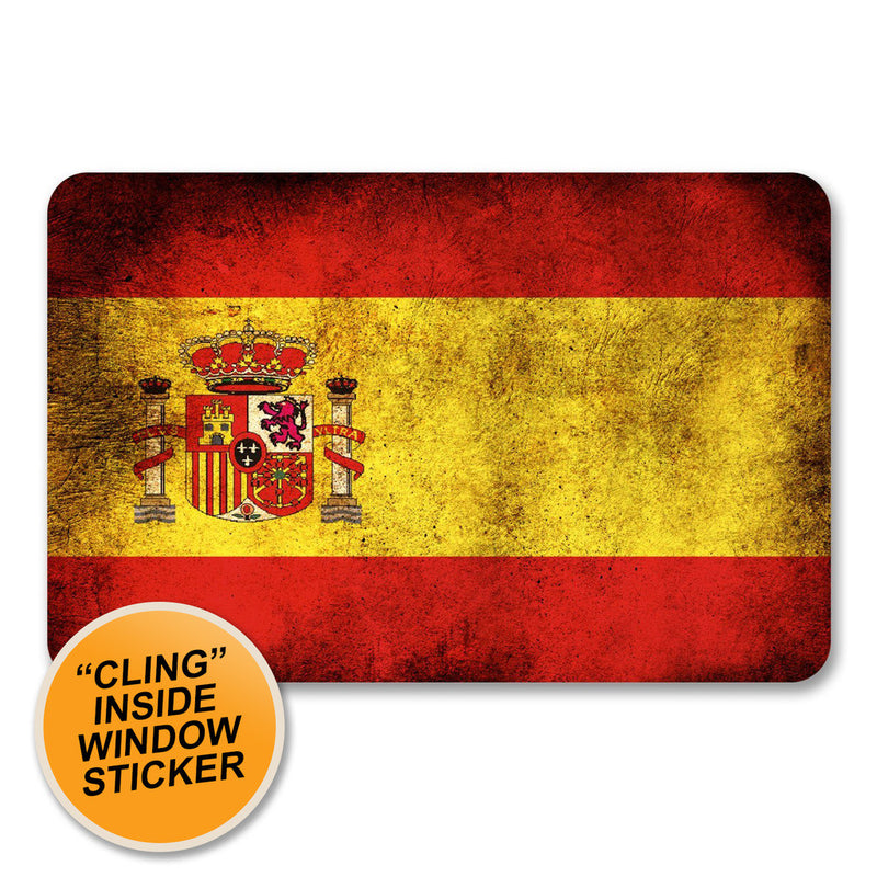 2 x Spain Spanish Flag WINDOW CLING STICKER Car Van Campervan Glass