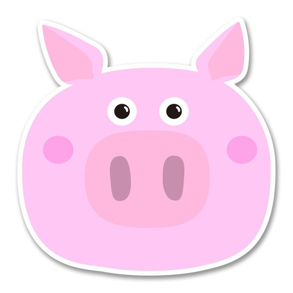 2 x Happy Pink Pig Vinyl Sticker #6235