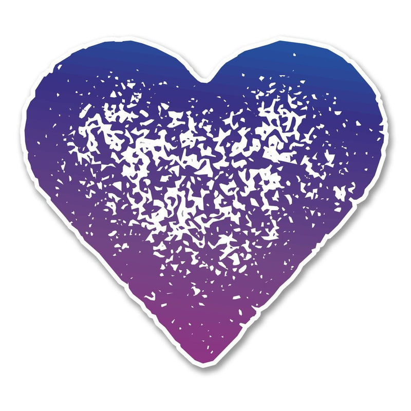 2 x Purple Love Heart Vinyl Sticker