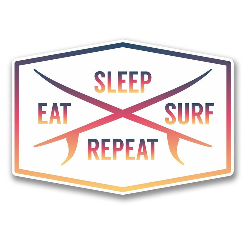 2 x Eat Sleep Surf Repeat Vinyl Sticker
