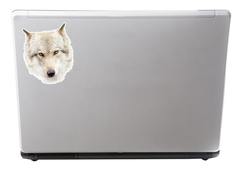 2 x White Husky Wolf Head Vinyl Sticker