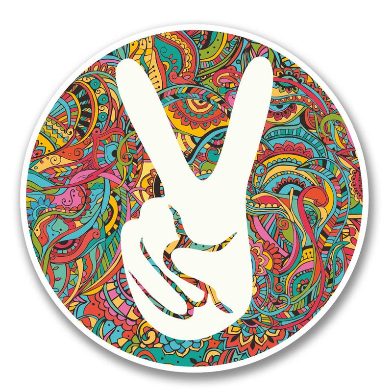 2 x Hippy Peace Hand Vinyl Sticker