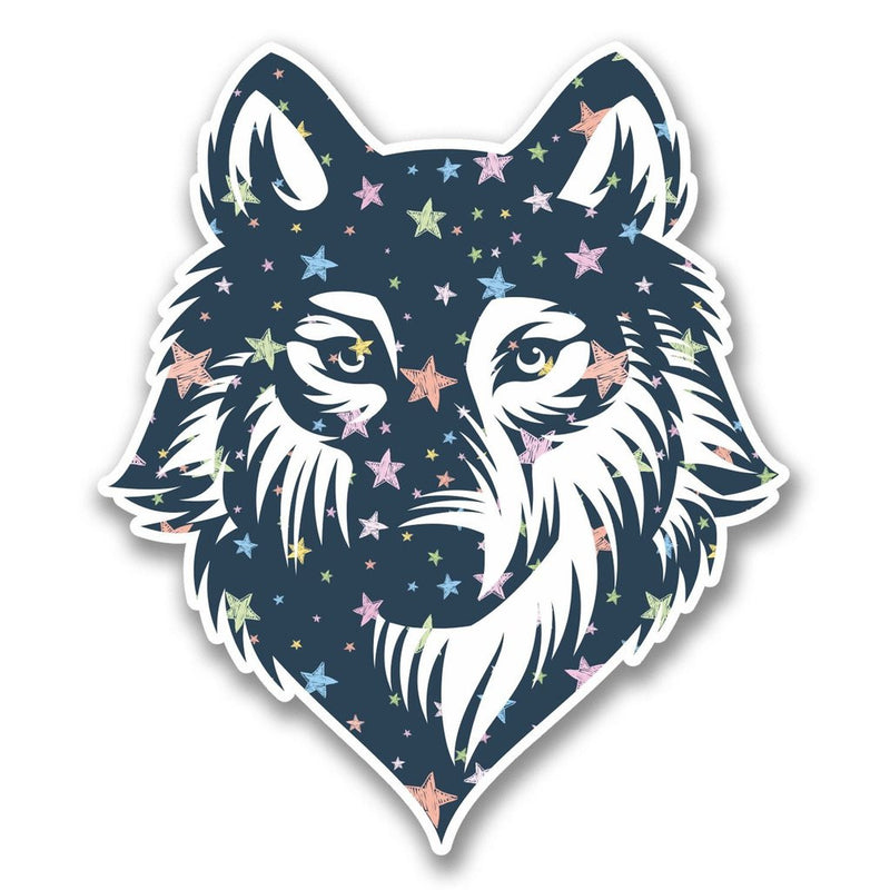 2 x Chalk Stars Husky Wolf Vinyl Sticker
