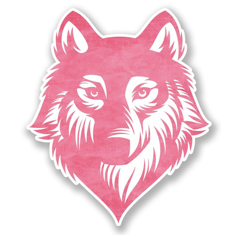 2 x Pink Husky Wolf Vinyl Sticker