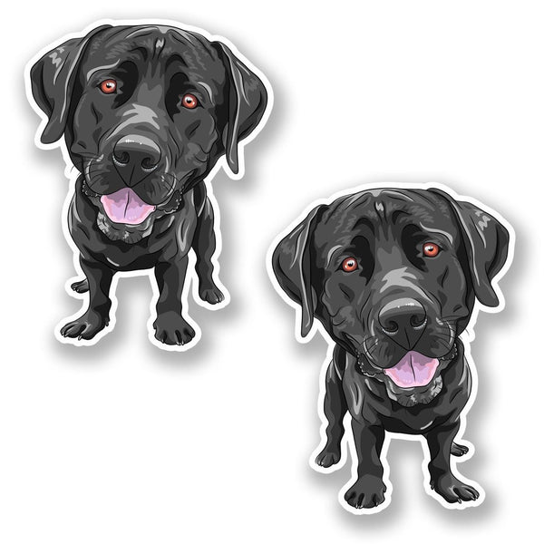 2 x Black Labrador Dog Vinyl Sticker #6416